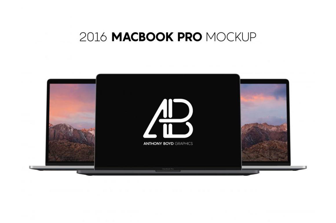 Free Realistic 2016 Space Gray Macbook Pro Mockup Vol.9