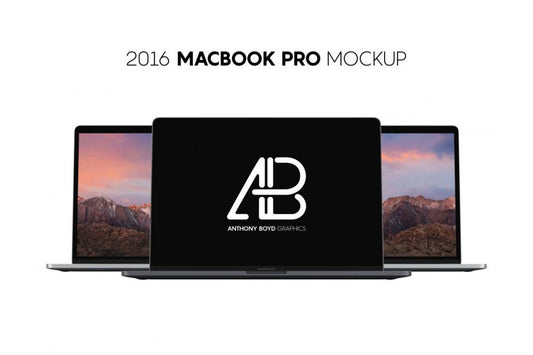 Free Realistic 2016 Space Gray Macbook Pro Mockup Vol.9