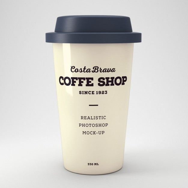Free Realistic Coffee Cup Mockup Psd