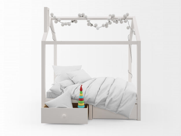 Free Realistic Cute Child Bed With House Shape Psd