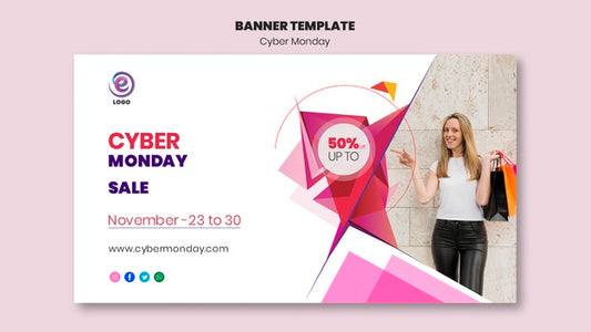 Free Realistic Cyber Monday Banner Template Psd