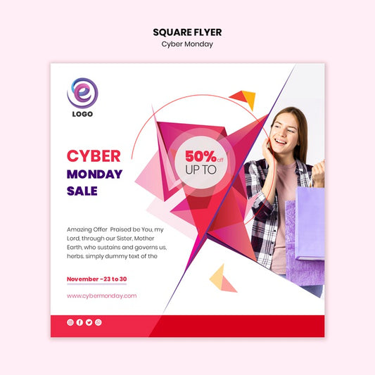 Free Realistic Cyber Monday Square Flyer Psd