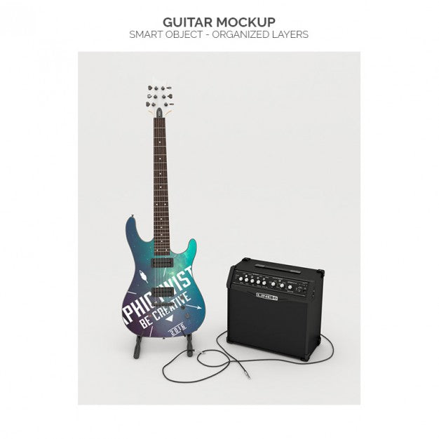 Free Realistic Guitar Mock Up Psd