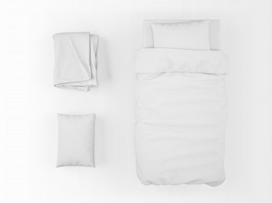 Free Realistic Single Bed, Duvet And Pillow Mockup On Top View Psd