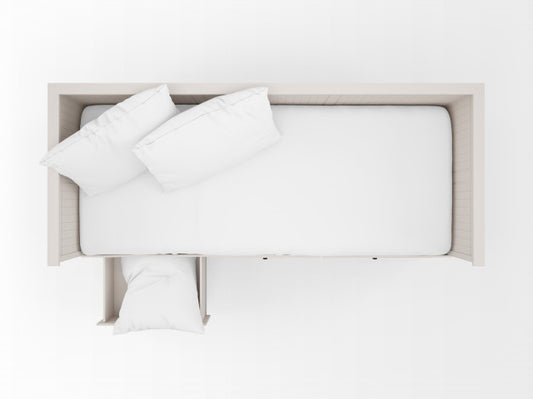 Free Realistic White Bed With Drawers On Top View Psd