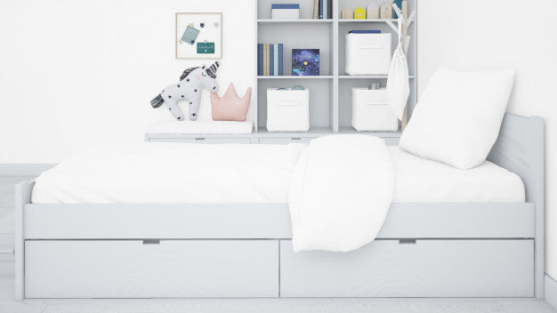 Free Realistic White Bedroom Psd