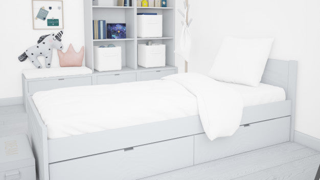 Free Realistic White Bedroom Psd