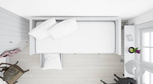 Free Realistic White Bedroom With Furniture On Top View Psd
