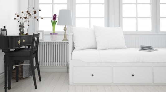 Free Realistic White Bedroom With Furniture Psd