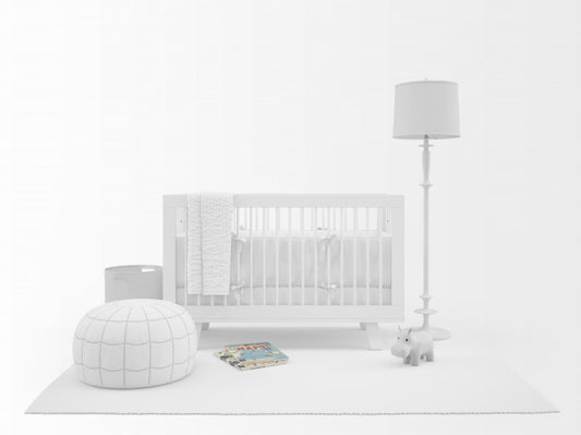 Free Realistic White Cradle With Decor Elements Isolated On White Psd