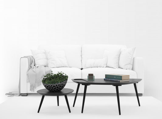 Free Realistic White Sofa Mockup With Table Psd