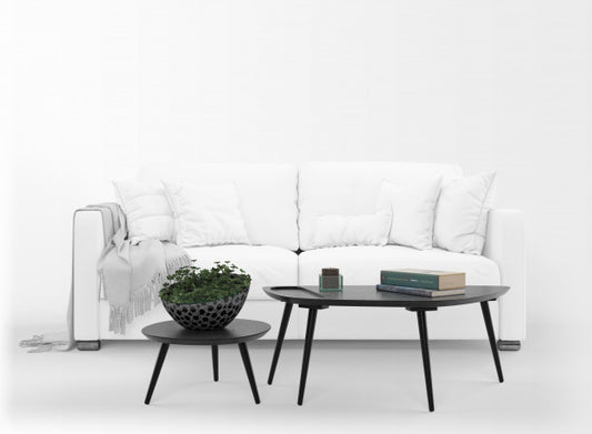 Free Realistic White Sofa Mockup With Table Psd