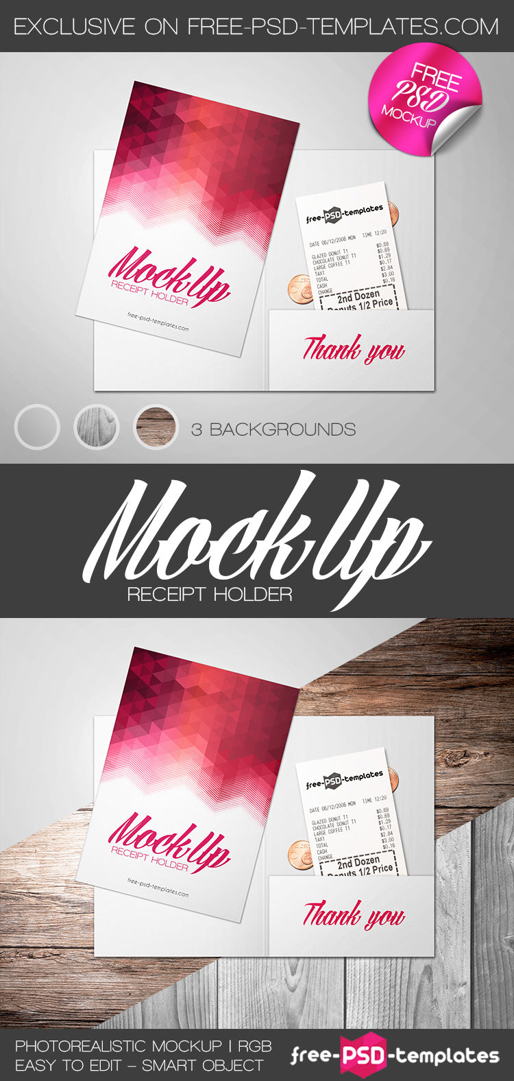 Free Receipt Holder Mock-Up In Psd