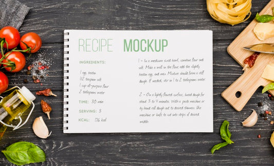 Free Recipe Mock-Up And Food Arrangement Psd