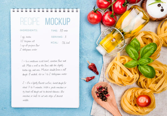 Free Recipe Notebook And Pasta Arrangement Psd