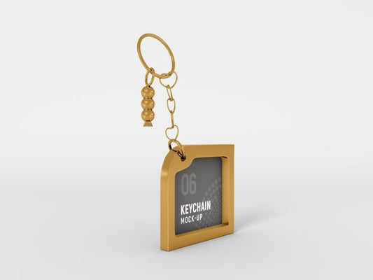 Free Rectangular Metal Keychain Mockup Psd