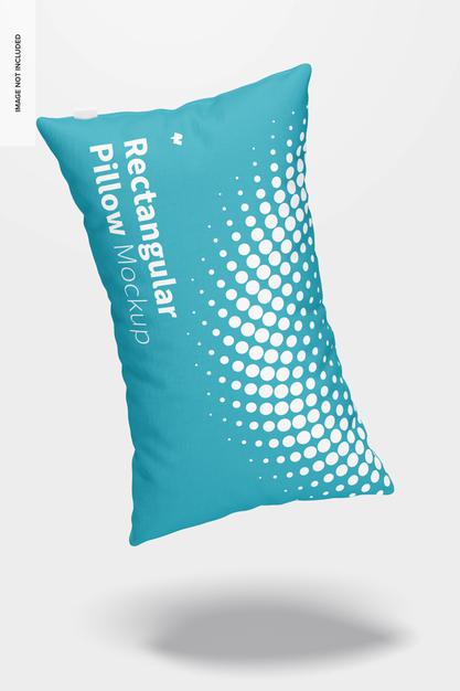 Free Rectangular Pillow Mockup, Falling Psd