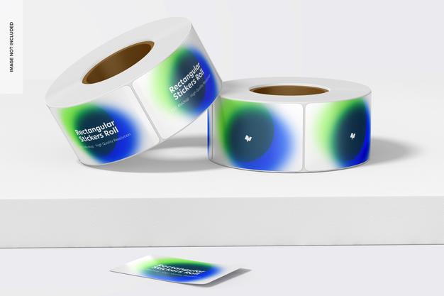 Free Rectangular Stickers Rolls Mockup, Leaned Psd – CreativeBooster