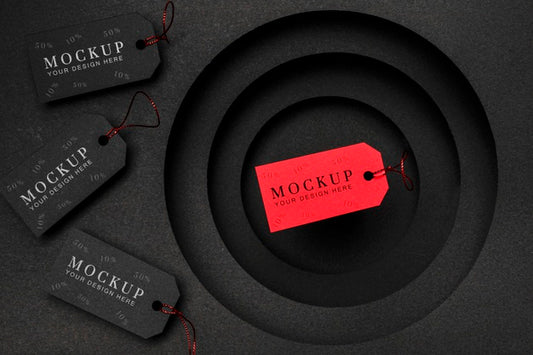 Free Red And Black Price Tags Black Friday Sales Mock-Up Psd