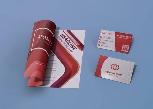 Free Red And White Brand Company Business Mock-Up Paper Psd