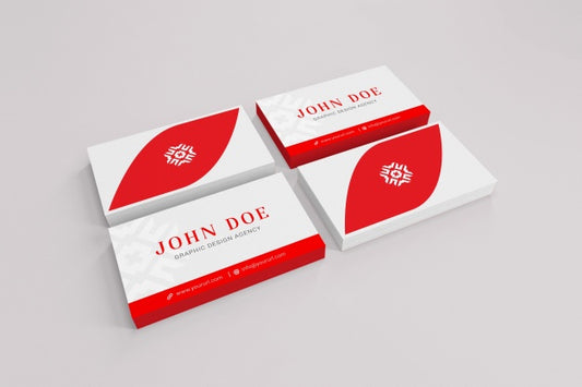 Free Red And White Business Card Mock Up Psd