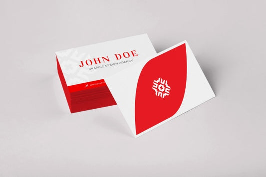 Free Red And White Business Card Pile Mock Up Psd