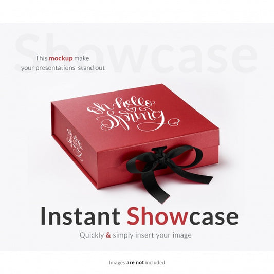 Free Red Gift Box Mock Up Psd