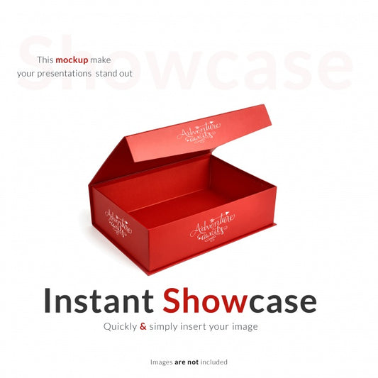 Free Red Gift Box Mock Up Psd