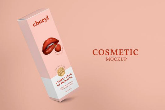 Free Red Lipstick Box Mockup For Cosmetic Packaging Advertisement Psd