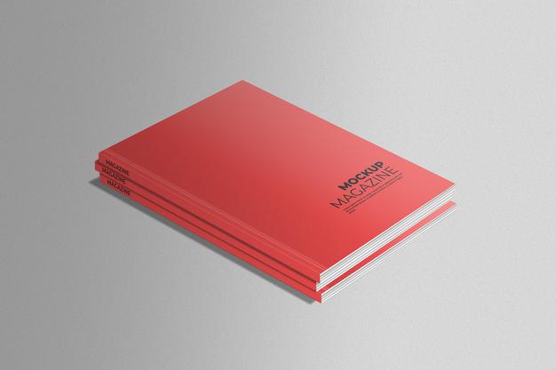 Free Red Magazine Mockup On Gray Psd