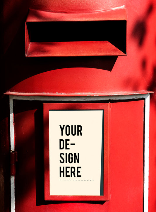 Free Red Postbox With A White Sign Mockup Psd