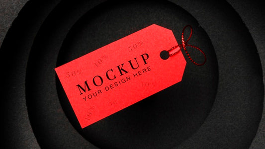 Free Red Price Tag Black Friday Sales Mock-Up Psd