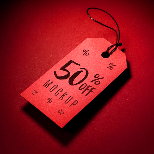Free Red Price Tag With Shadow Black Friday Sales Mock-Up Psd