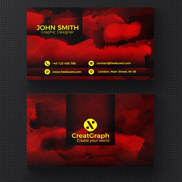 Free Red Watercolor Business Card Psd