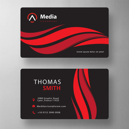 Free Red Wavy Professional Psd Visit Card Psd