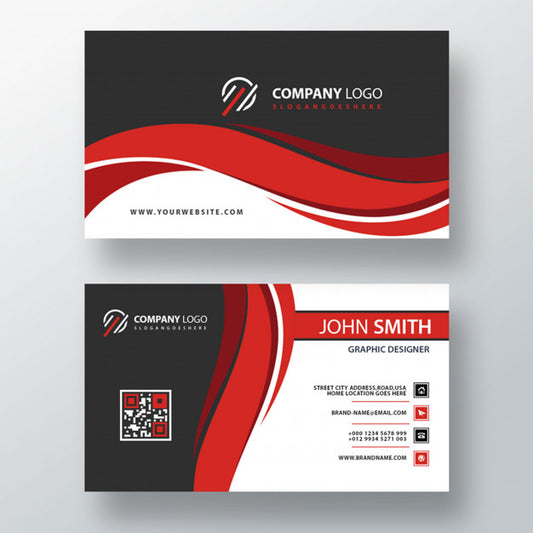 Free Red Wavy Psd Business Card Template Psd