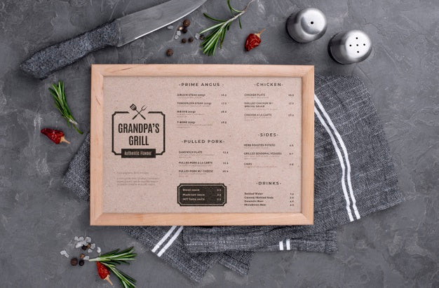 Free Restaurant Menu Concept Mock-Up Psd