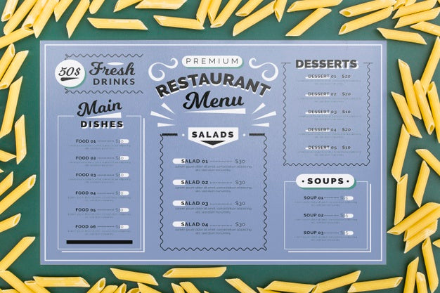 Free Restaurant Menu Concept Mock-Up Psd