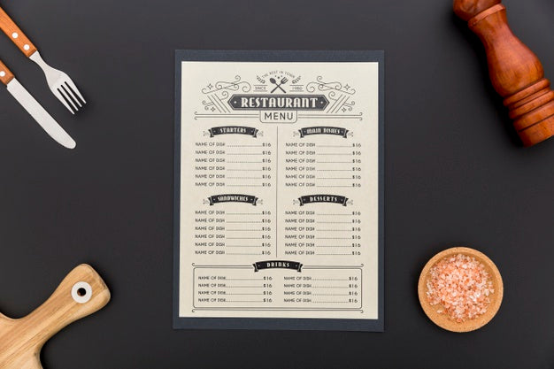 Free Restaurant Menu Concept Mock-Up Psd