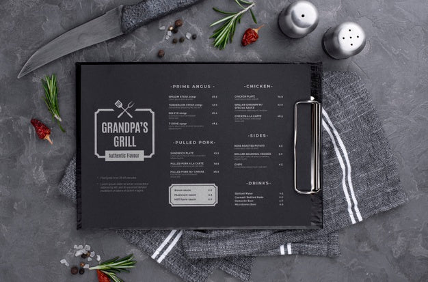 Free Restaurant Menu Concept Mock-Up Psd