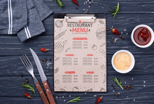 Free Restaurant Menu Concept Mock-Up Psd