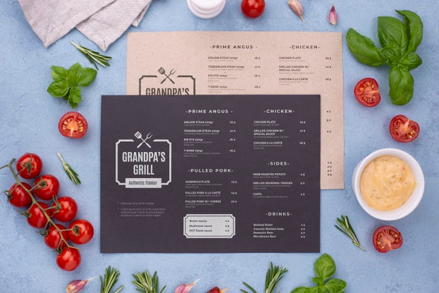 Free Restaurant Menu Concept Mock-Up Psd