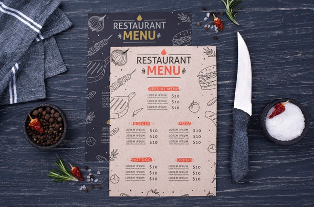 Free Restaurant Menu Concept Mock-Up Psd