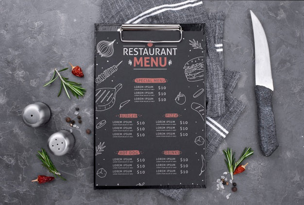 Free Restaurant Menu Concept Mock-Up Psd