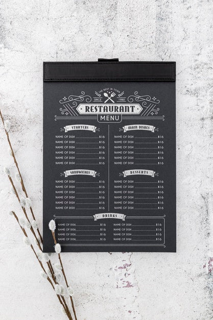 Free Restaurant Menu Concept Mockup Psd