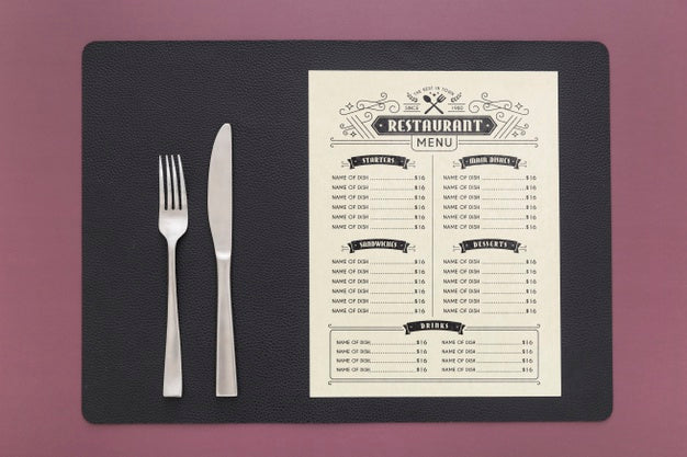 Free Restaurant Menu Concept Mockup Psd