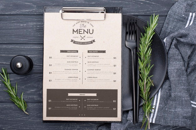 Free Restaurant Menu Concept Mockup Psd