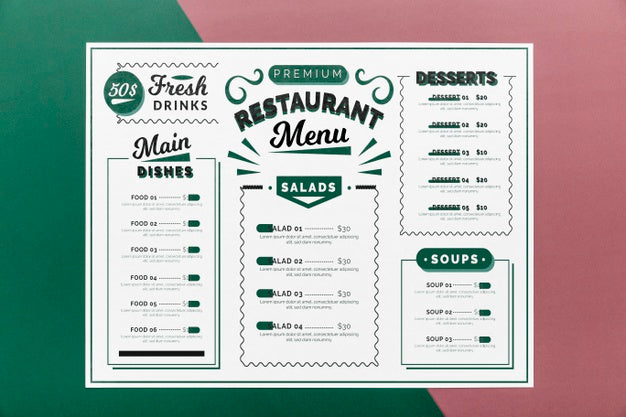 Free Restaurant Menu Concept Mockup Psd