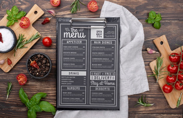 Free Restaurant Menu Concept Mockup Psd