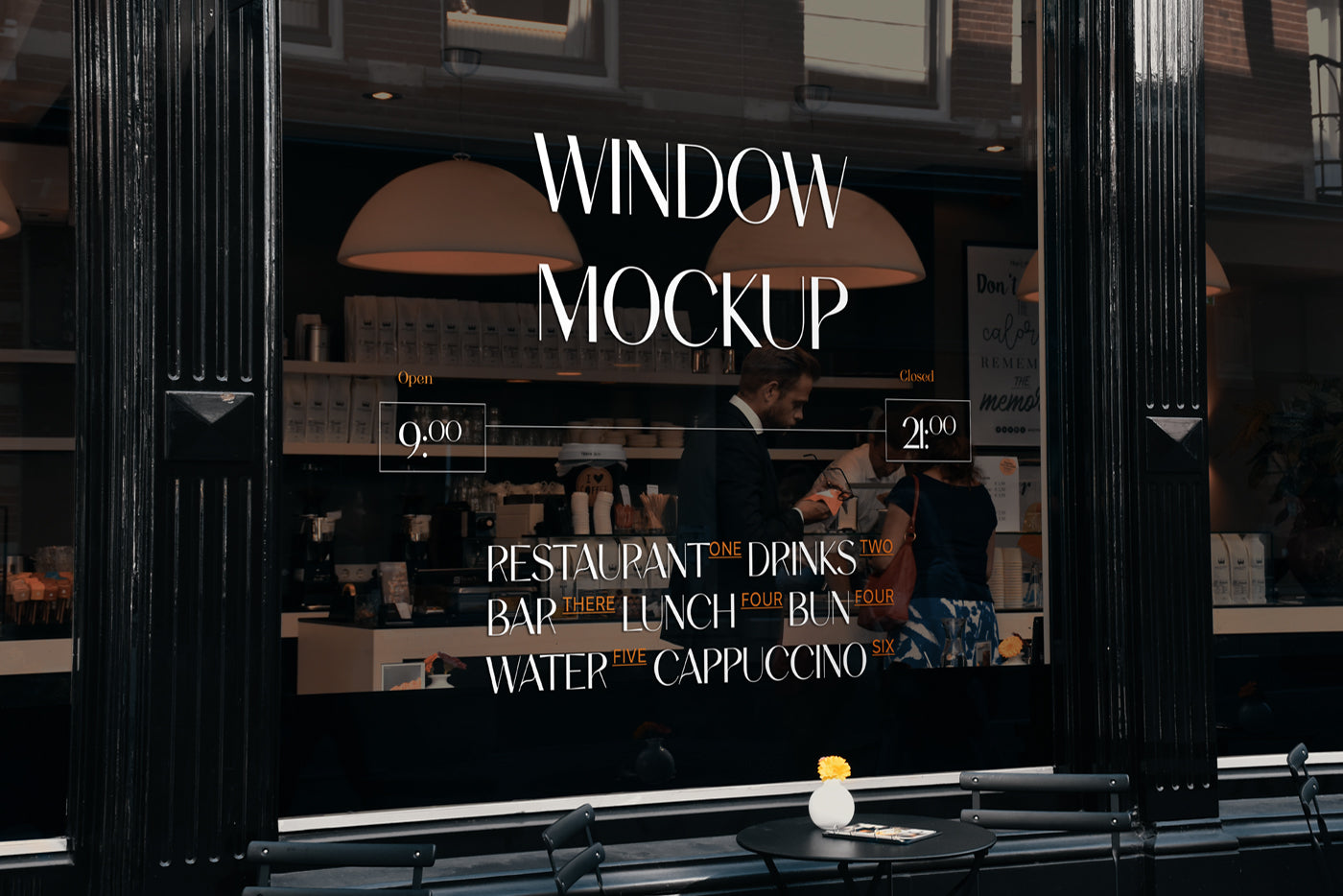 Free Restaurant Window Psd Mockup